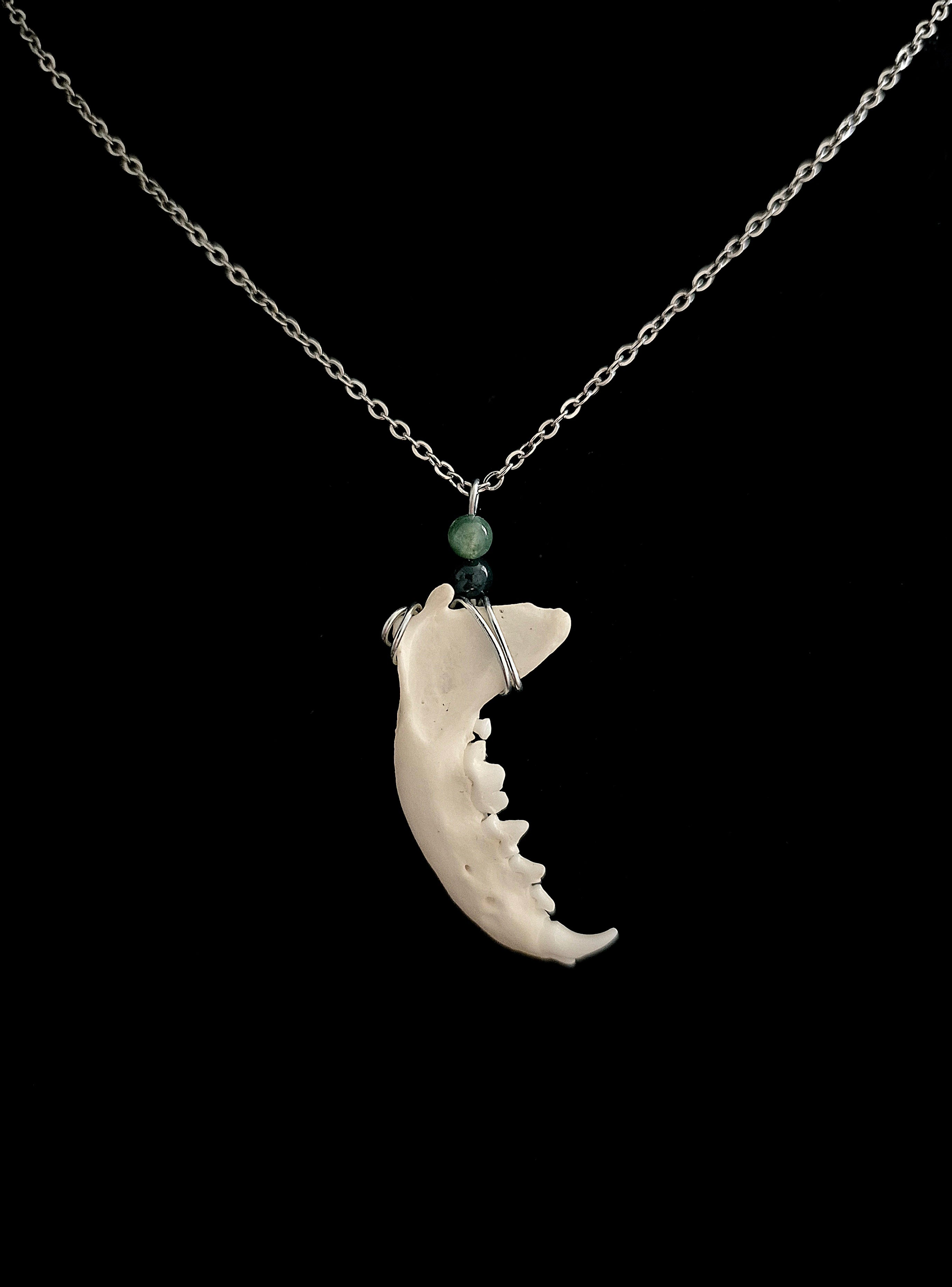 MOLLIS - Mink Jaw and Moss Agate Necklace