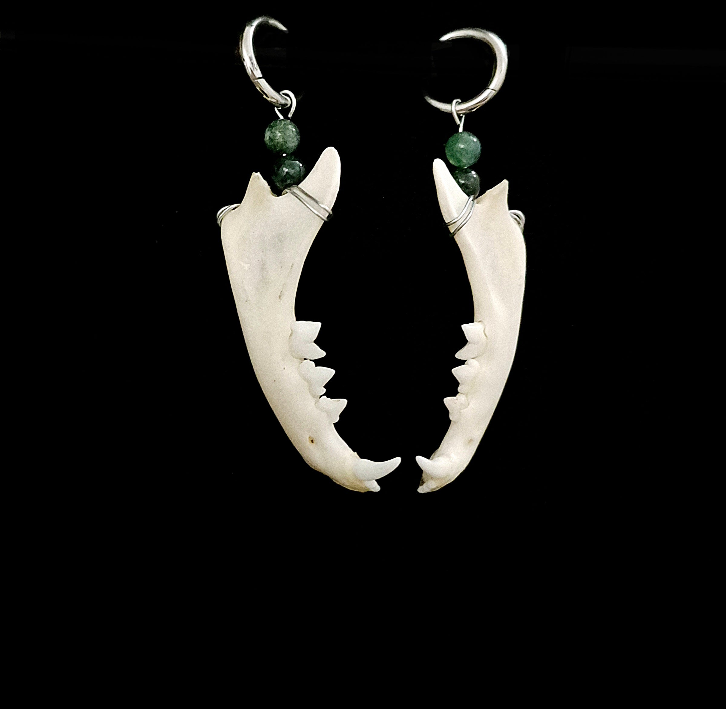 BACCA - Cat Jaw & Moss Agate Earrings