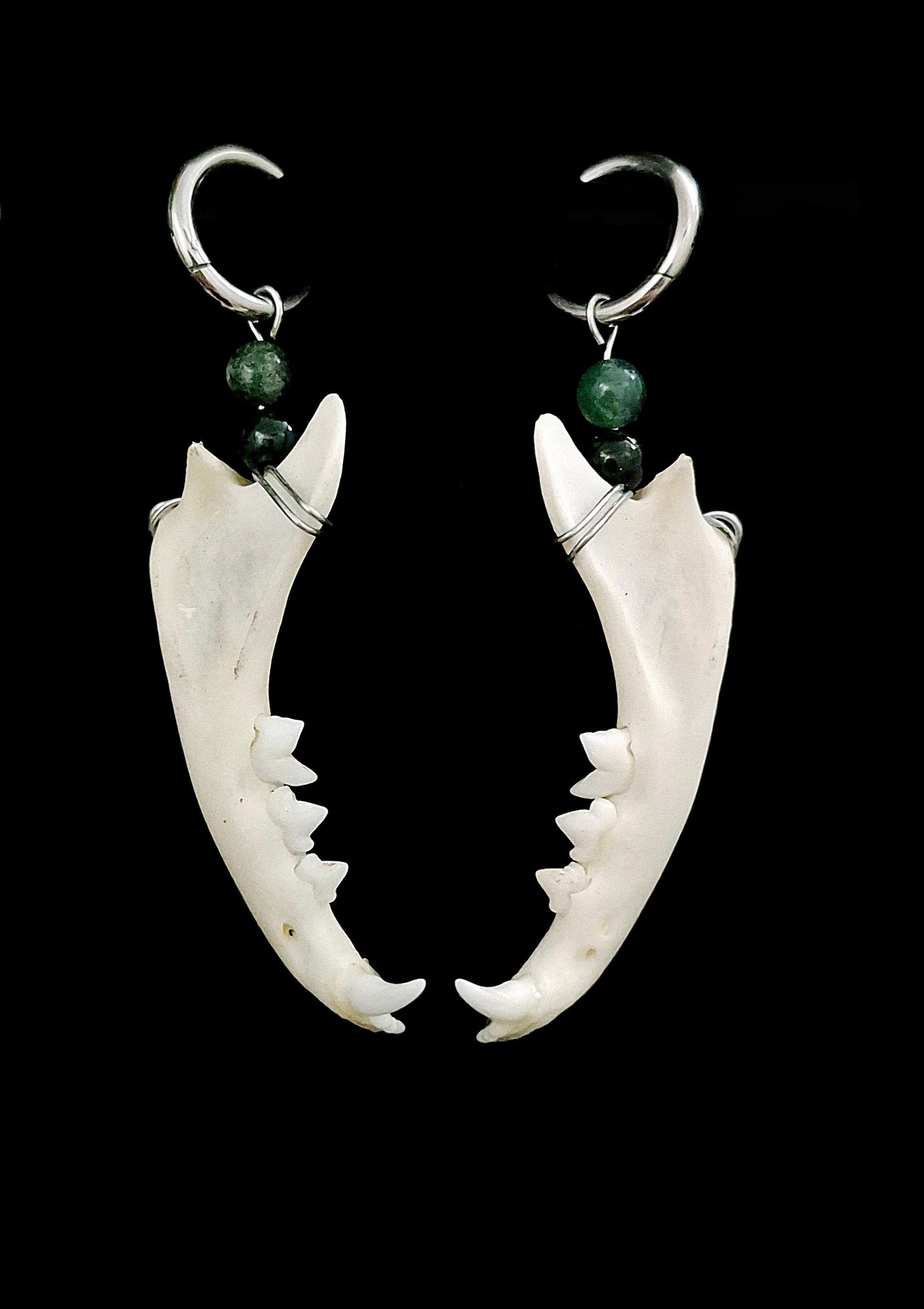 BACCA - Cat Jaw & Moss Agate Earrings