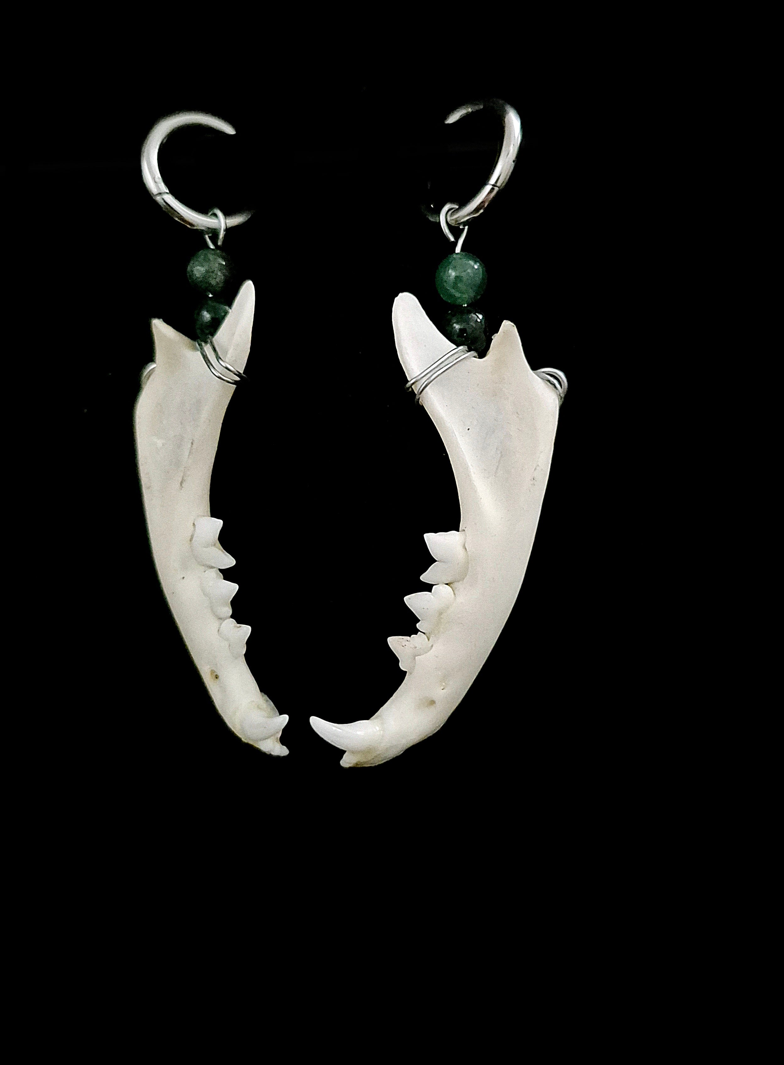 BACCA - Cat Jaw & Moss Agate Earrings