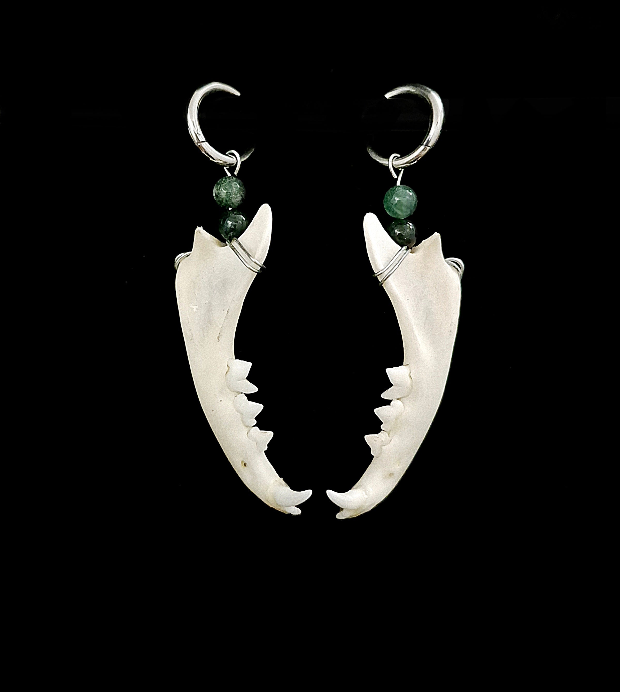 BACCA - Cat Jaw & Moss Agate Earrings
