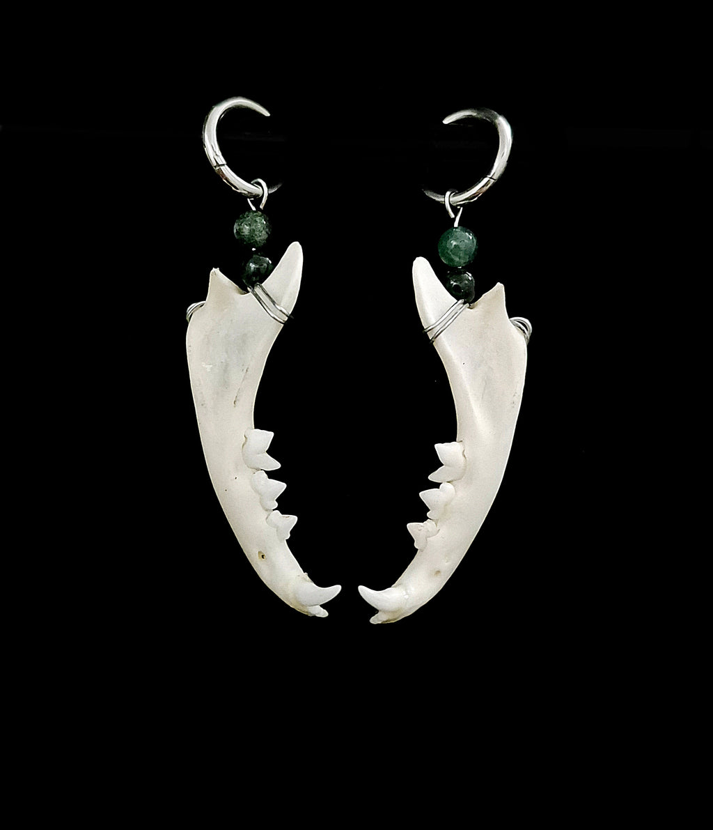 BACCA - Cat Jaw & Moss Agate Earrings