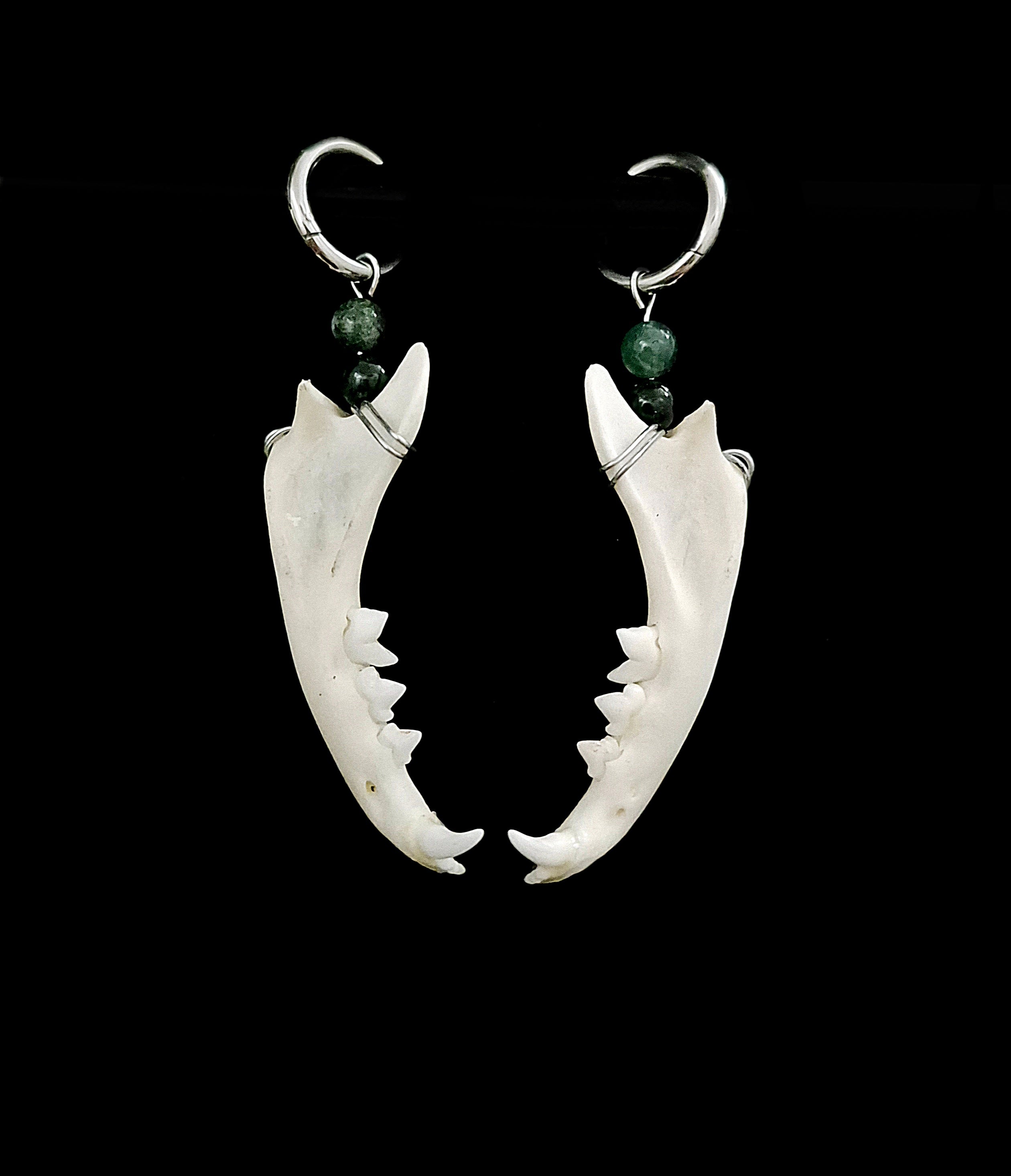 BACCA - Cat Jaw & Moss Agate Earrings