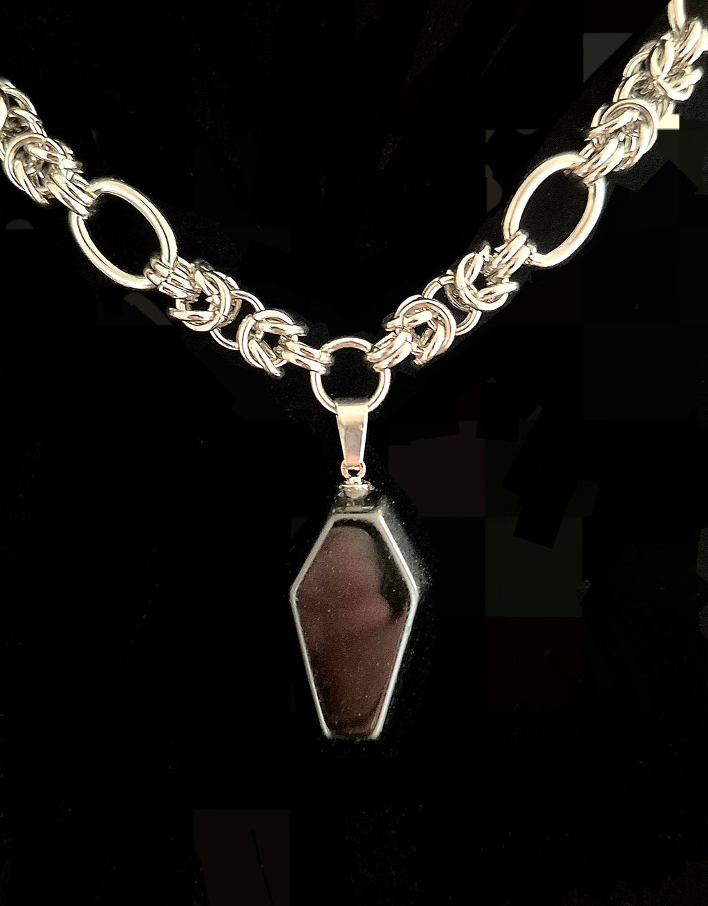 EMORIOR - Black Obsidian V.II Coffin Chainmaille Collar